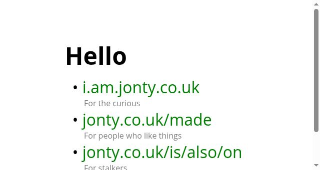Screenshot of jonty.co.uk