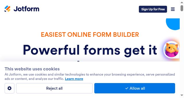 Screenshot of jotform.com