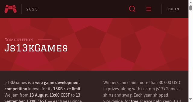 Screenshot of js13kgames.com