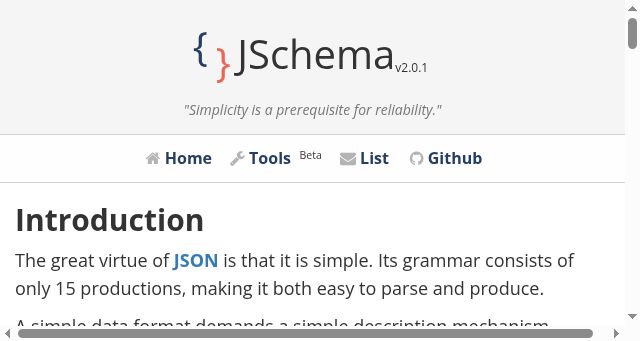 Screenshot of jschema.org