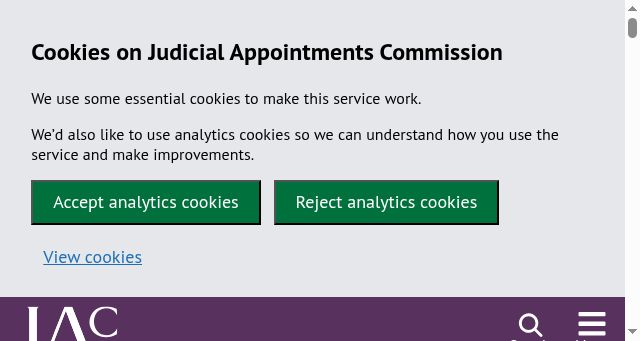 Screenshot of judicialappointments.gov.uk