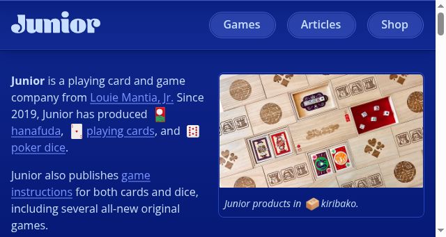 Screenshot of junior.cards