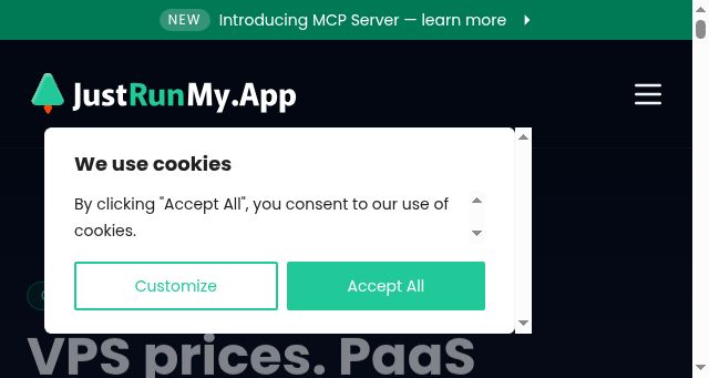 Screenshot of justrunmy.app