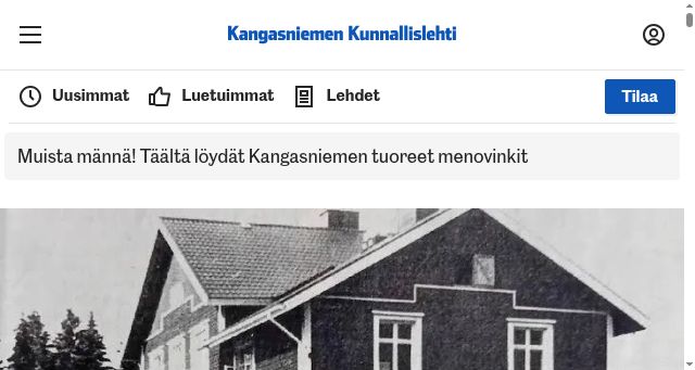 Screenshot of kangasniemenlehti.fi