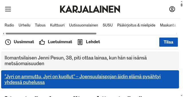 Screenshot of karjalainen.fi