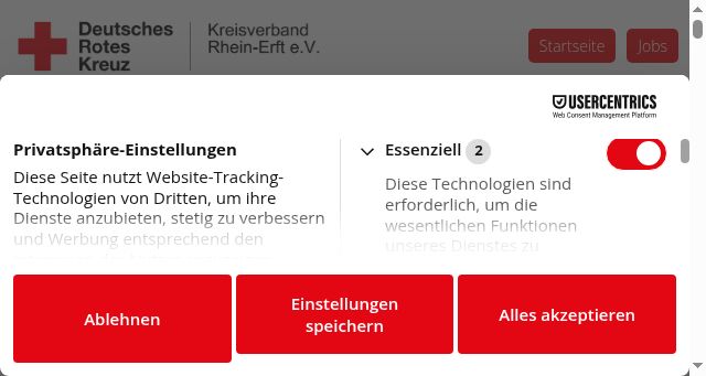 Screenshot of karriere-drk-rhein-erft.de