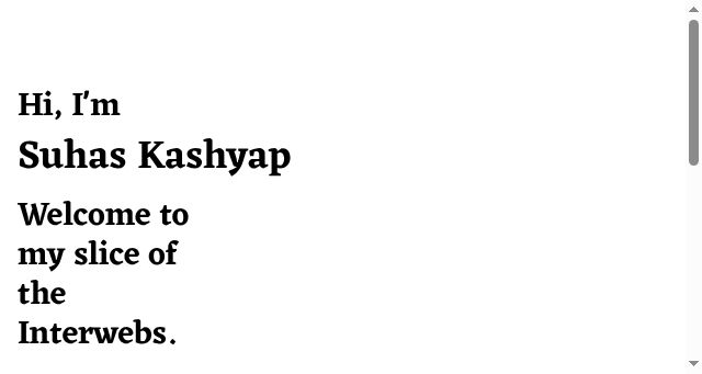 Screenshot of kashyapsuhas.com