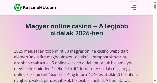Screenshot of kaszinohu.com