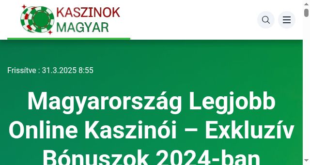 Screenshot of kaszinokmagyar.com