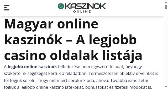 Screenshot of kaszinokonline.com