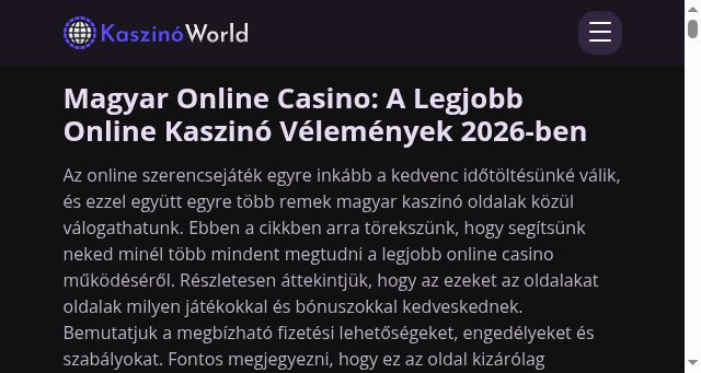 Screenshot of kaszinoworld.com