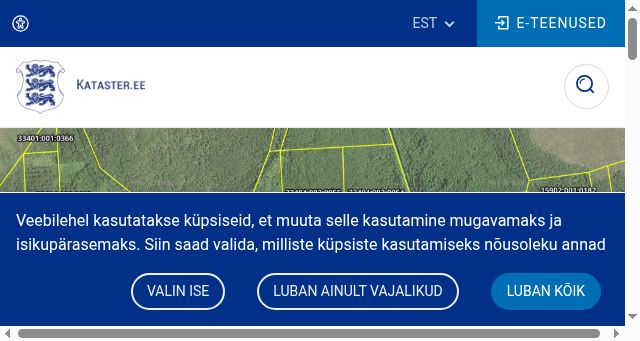 Screenshot of kataster.ee
