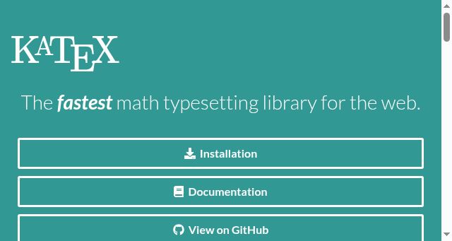 Screenshot of katex.org
