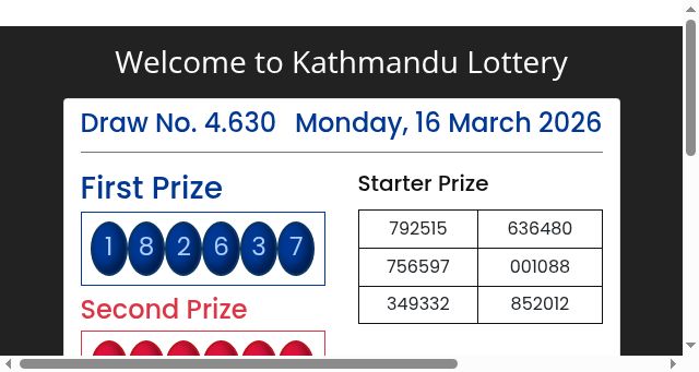 Screenshot of kathmandulottery.com