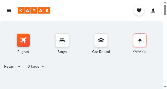 Screenshot of kayak.ae