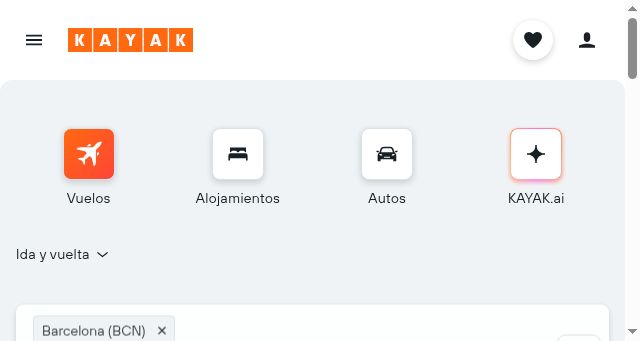 Screenshot of kayak.co.ve