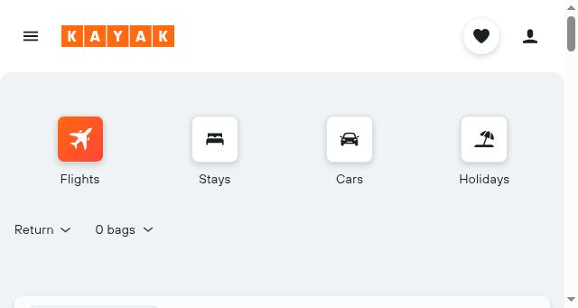 Screenshot of kayak.ie