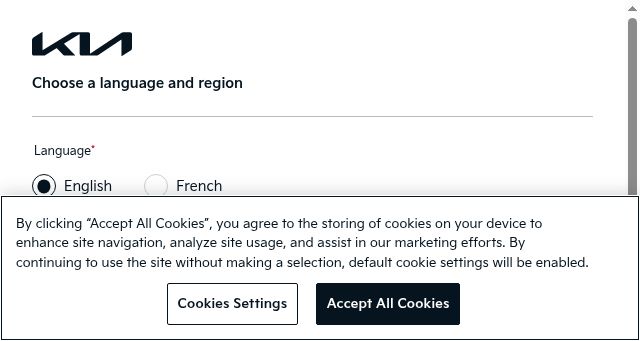 Screenshot of kia.ca