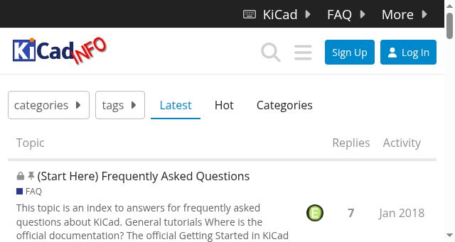 Screenshot of kicad.info