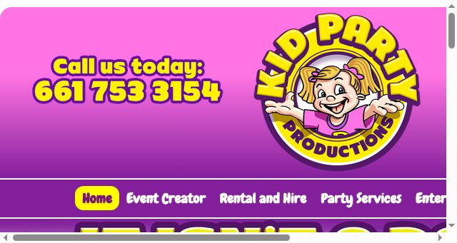 Screenshot of kidpartyproductions.com