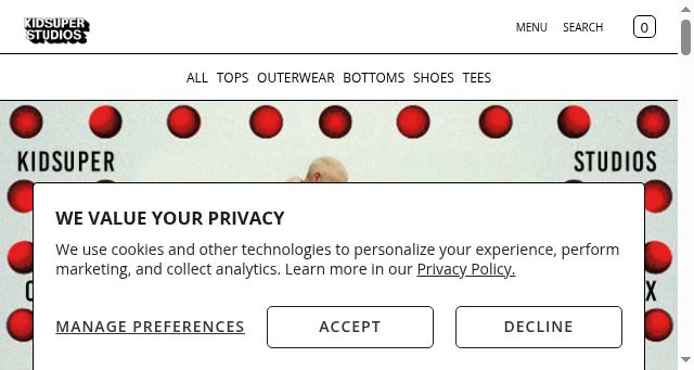 Screenshot of kidsuper.com