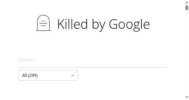 Screenshot of killedbygoogle.com