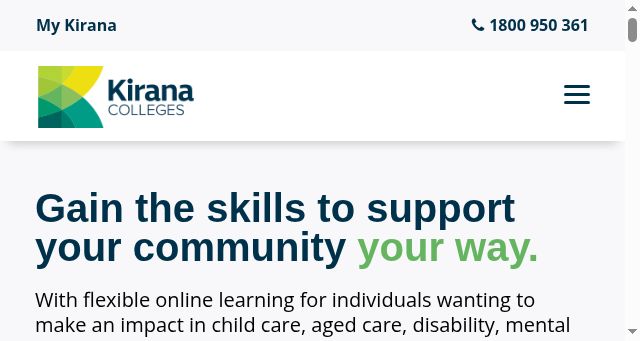 Screenshot of kiranacolleges.edu.au