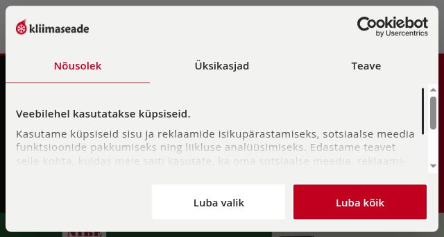 Screenshot of kliimaseade.ee