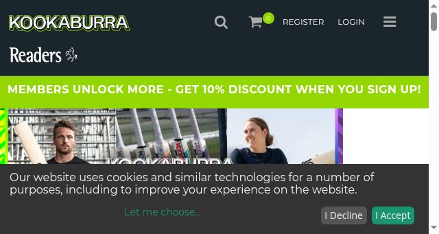 Screenshot of kookaburrasport.co.uk