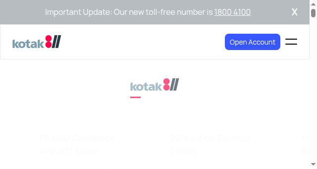 Screenshot of kotak811.com