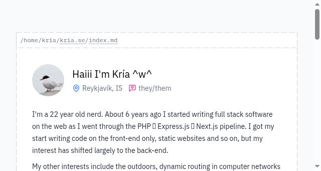 Screenshot of kria.se