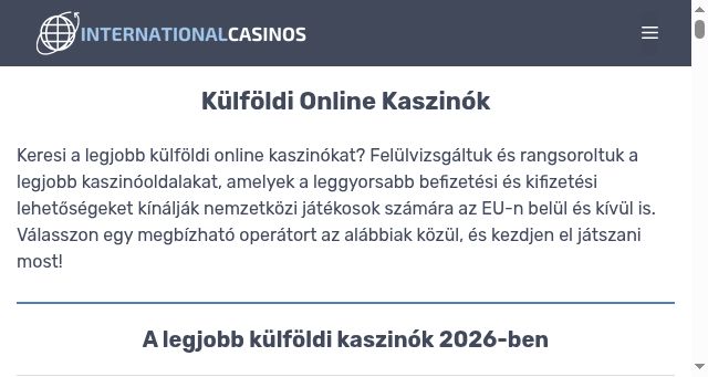 Screenshot of kulfoldionlinekaszinok.com