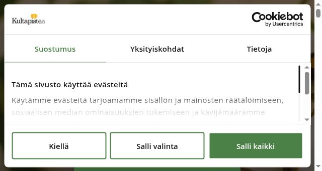 Screenshot of kultapiste.fi