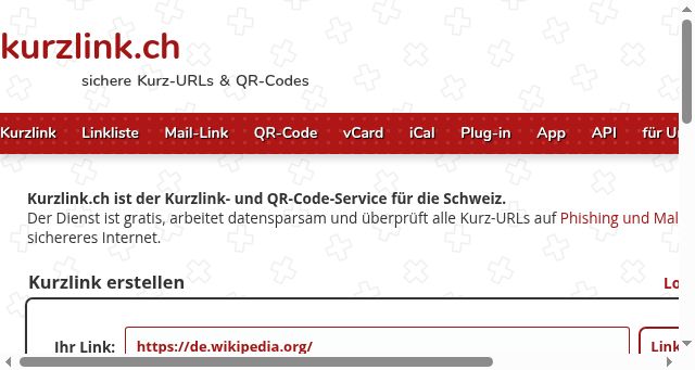 Screenshot of kurzlink.ch