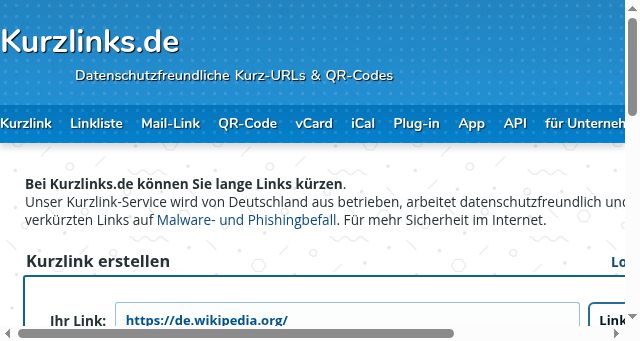Screenshot of kurzlinks.de