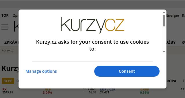 Screenshot of kurzy.cz