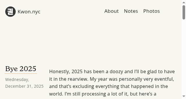 Screenshot of kwon.nyc