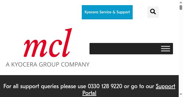 Screenshot of kyocera-mcl.co.uk