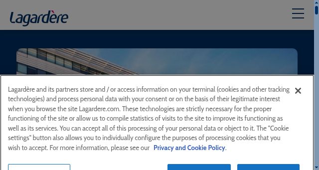 Screenshot of lagardere.com