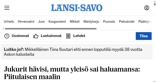 Screenshot of lansi-savo.fi