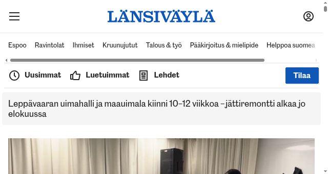 Screenshot of lansivayla.fi