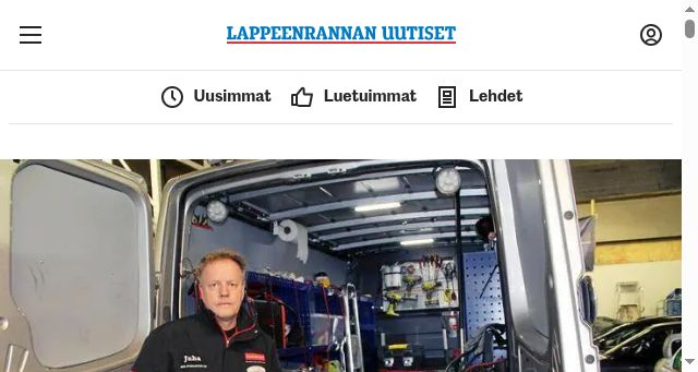 Screenshot of lappeenrannanuutiset.fi