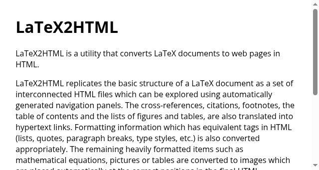 Screenshot of latex2html.org