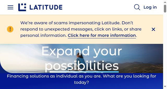 Screenshot of latitudefinancial.com.au