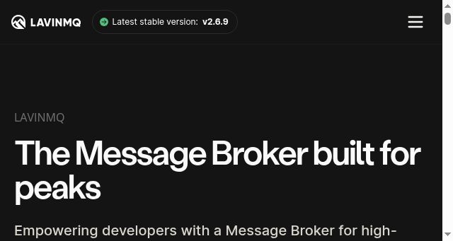 Screenshot of lavinmq.com