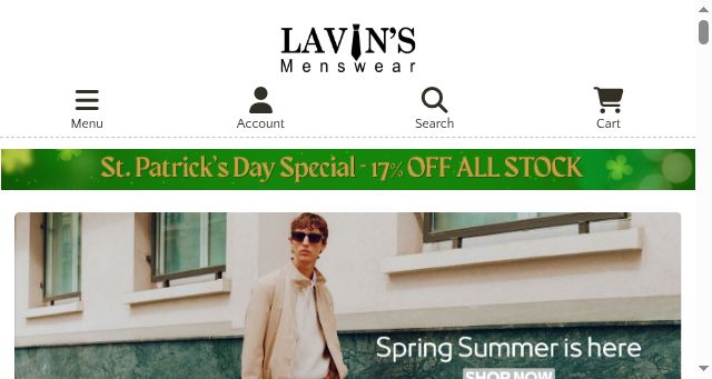 Screenshot of lavinsmenswear.com