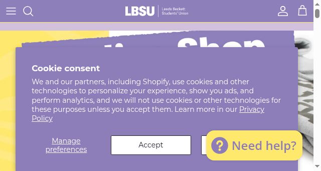 Screenshot of leedsbeckettmerchandise.co.uk