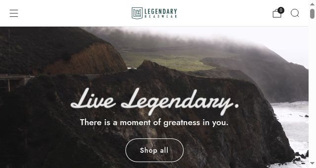 Screenshot of legendaryheadwear.com