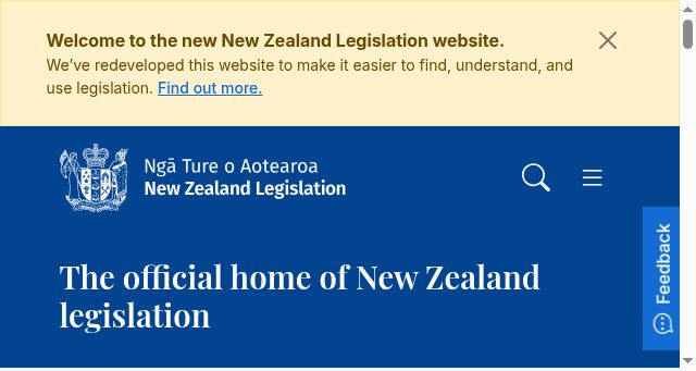 Screenshot of legislation.govt.nz