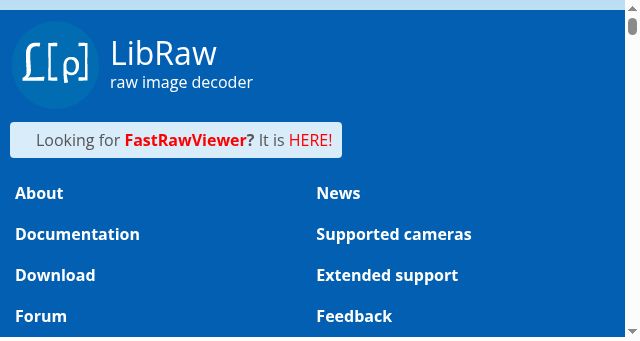 Screenshot of libraw.org